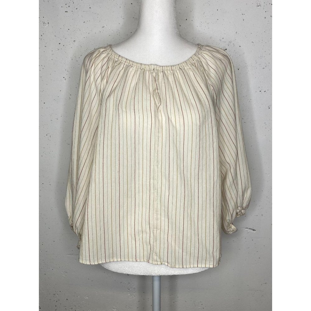 Massimo Dutti Cream & Striped Blouse size 6-